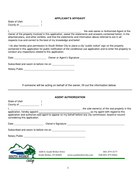 First page of the Applicant Affidavit and Agent Authorization