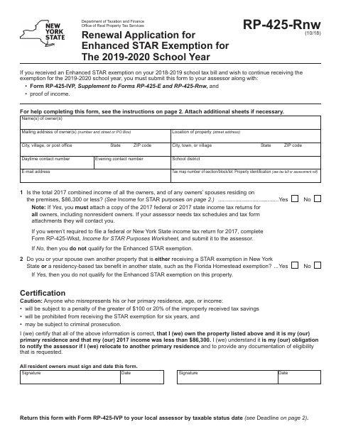 First page of the Enhanced STAR Renewal Application
