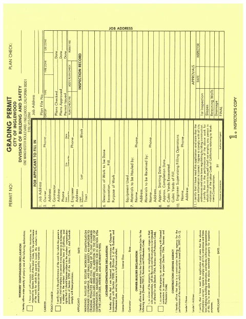 First page of the Grading Application