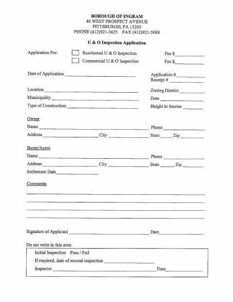 First page of the Occupancy Permit Application