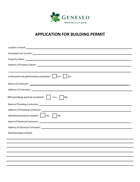 First page of the Application for Building Permit