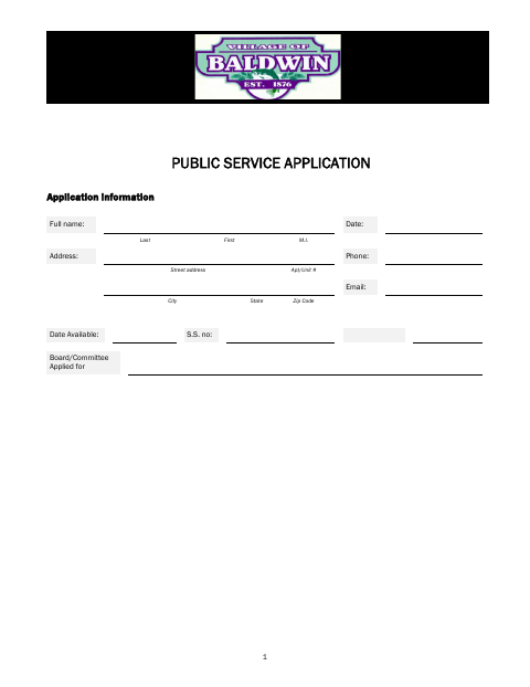 First page of the Public Service Application