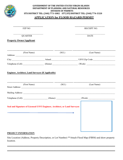 First page of the Flood Hazard Permit Application