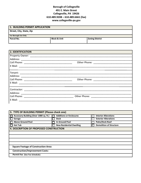 First page of the Building Permit Application