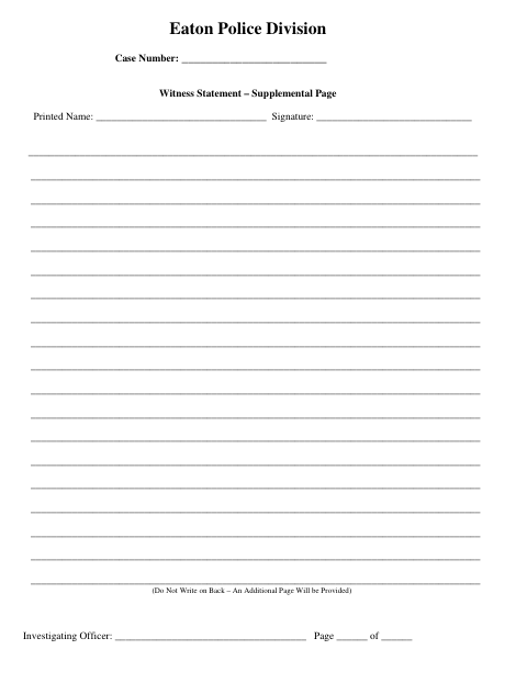 First page of the Witness Statement – Supplemental Page