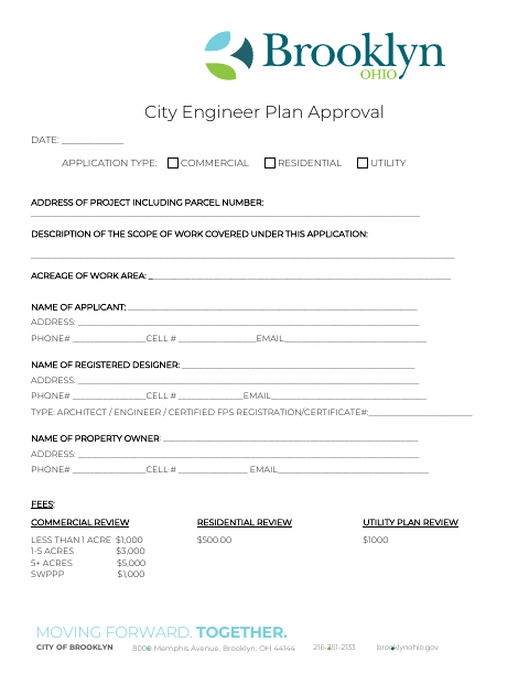 First page of the City Engineer Plan Approval