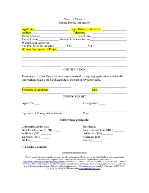 First page of the Zoning Permit Application