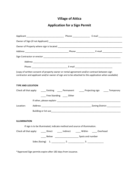 First page of the Application for a Sign Permit