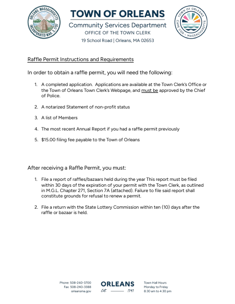First page of the Raffle Permit Instructions and Application