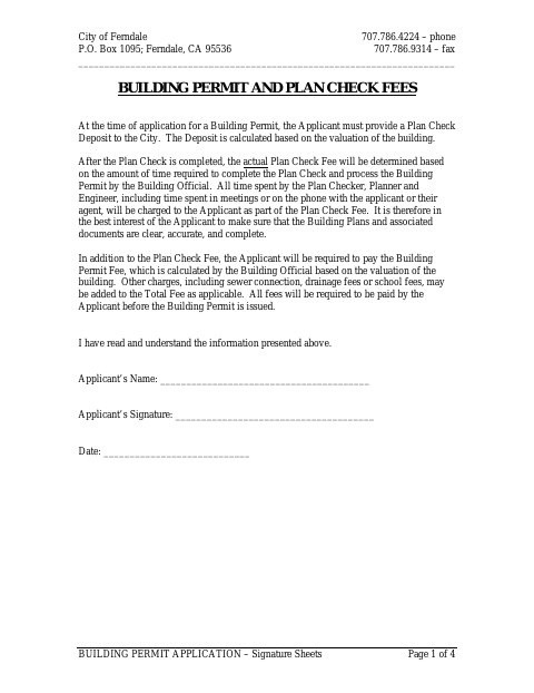 First page of the Building Permit Application – Required Signature Sheets