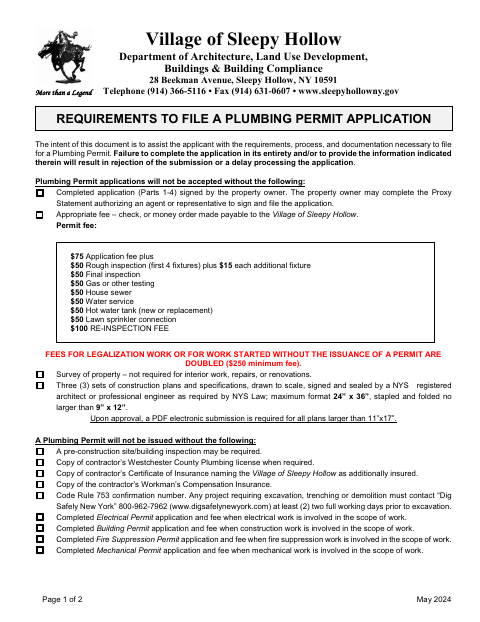 First page of the Plumbing Permit Application and Proxy Statement