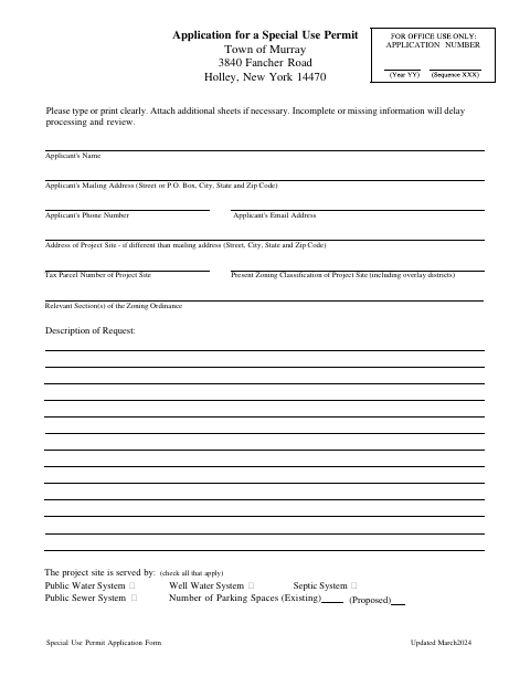 First page of the Special Use Permit Application