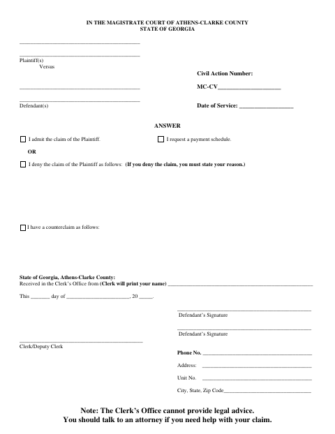 First page of the Civil Court Answer