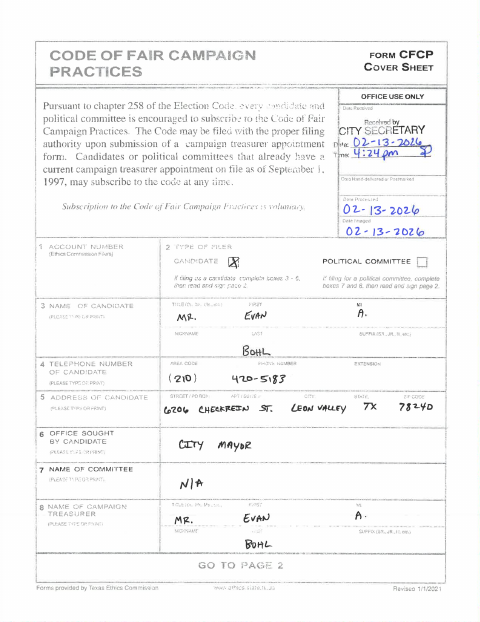 First page of the Code of Fair Campaign Practices