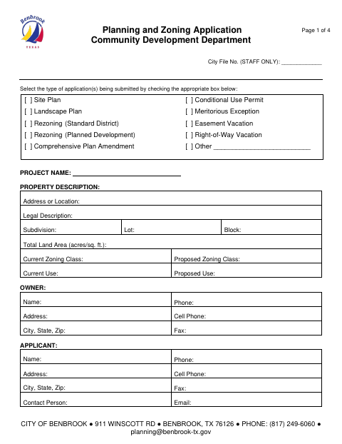 First page of the Site Plan Application and Checklist