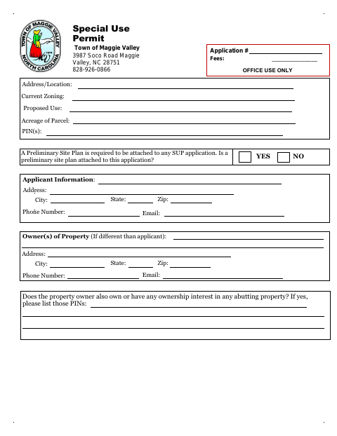 First page of the Special Use Permit Application