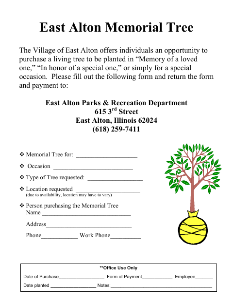 First page of the Memorial Tree Application