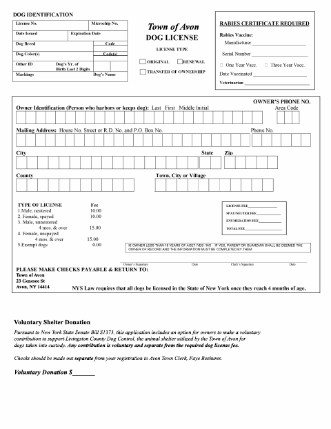 First page of the Voluntary Shelter Donation