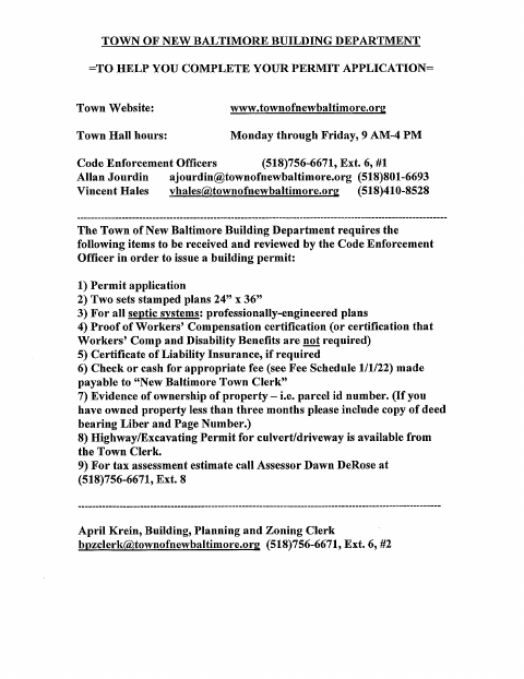 First page of the Building Permit Application