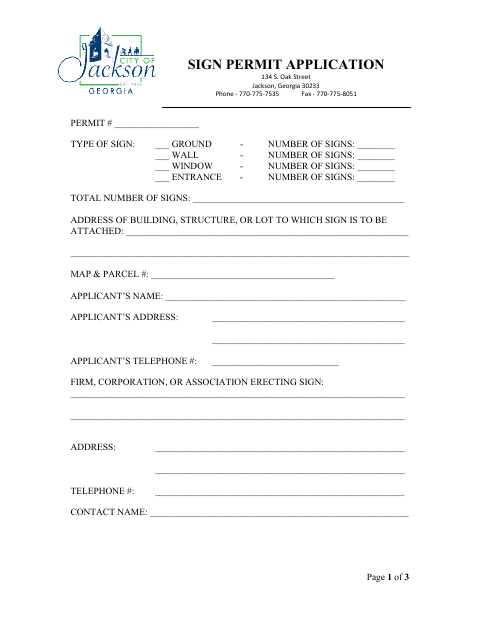 First page of the Sign Permit Application