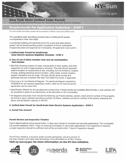 First page of the Solar Building Permit—Individual