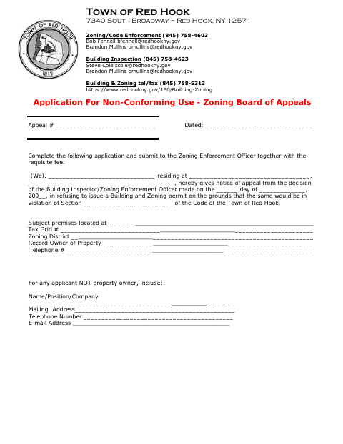 First page of the Application for Change of Non-Conforming Use