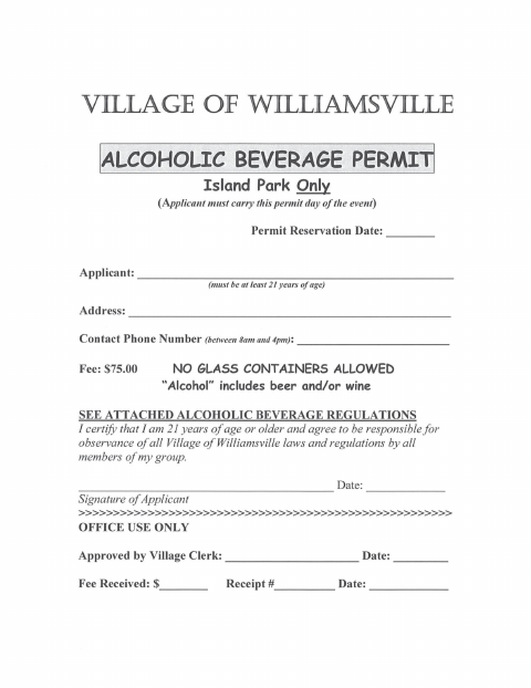 First page of the Alcoholic Beverage Permit