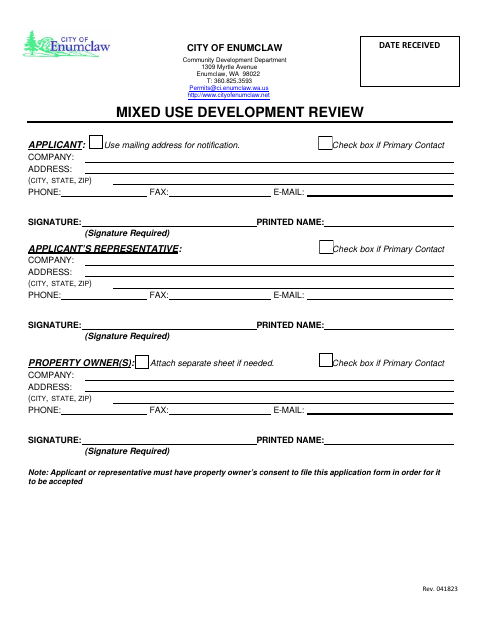 First page of the Mixed Use Development Review