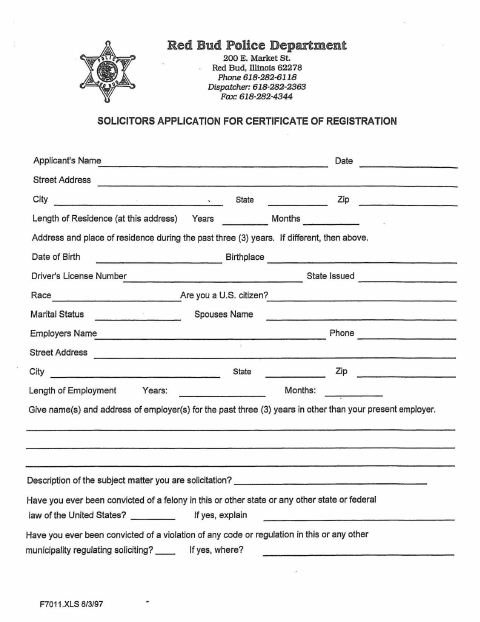 First page of the Solicitors Application for Certificate of Registration