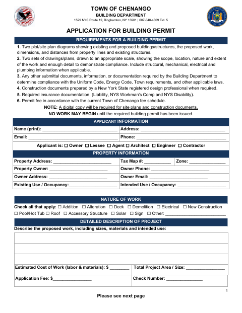 First page of the Application for Building Permit