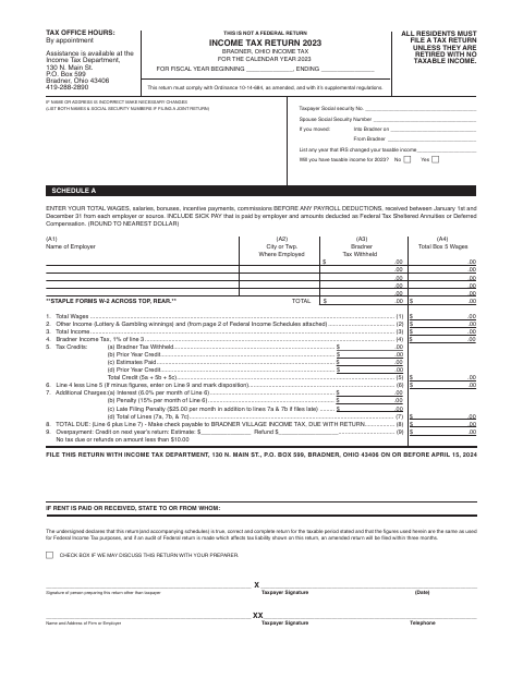 First page of the 2023 Income Tax Return