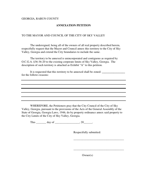 First page of the Annexation Petition