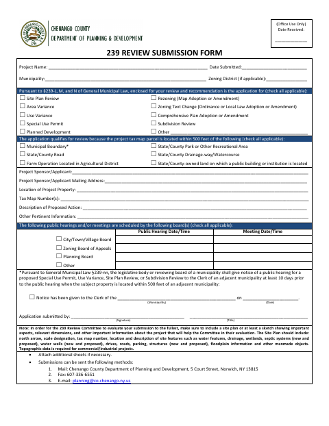 First page of the 239 Review Submission Form