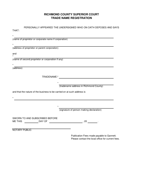 First page of the Trade Name Registration