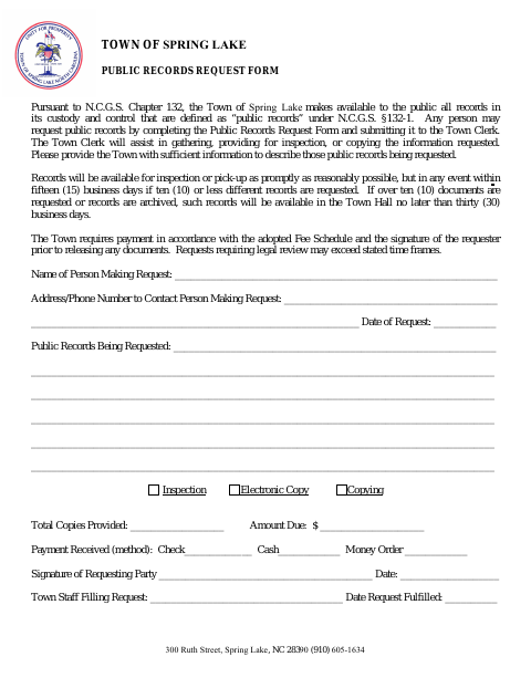 First page of the Public Records Request Form