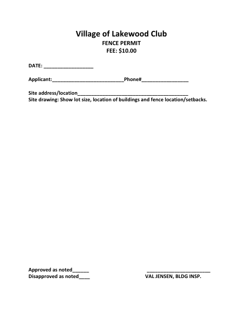 First page of the Fence Permit