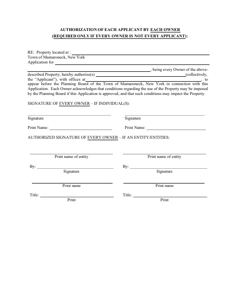 First page of the Authorization of Each Applicant by Each Owner
