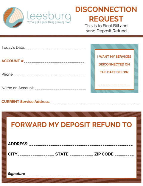 First page of the Disconnection Request