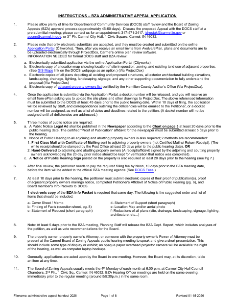 First page of the Administrative Appeal Application