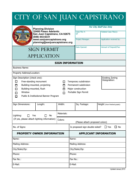 First page of the Sign Permit Application