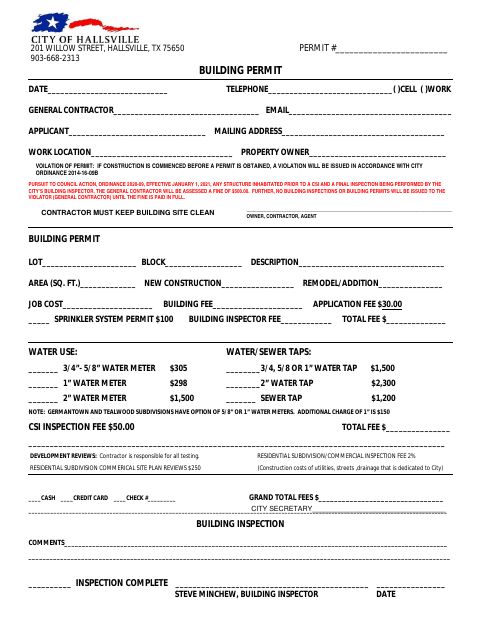First page of the Building Permit