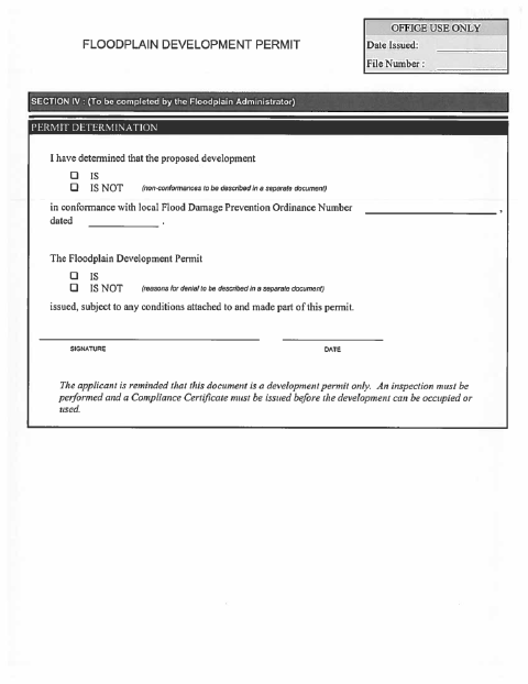 First page of the Development Permit Determination Form