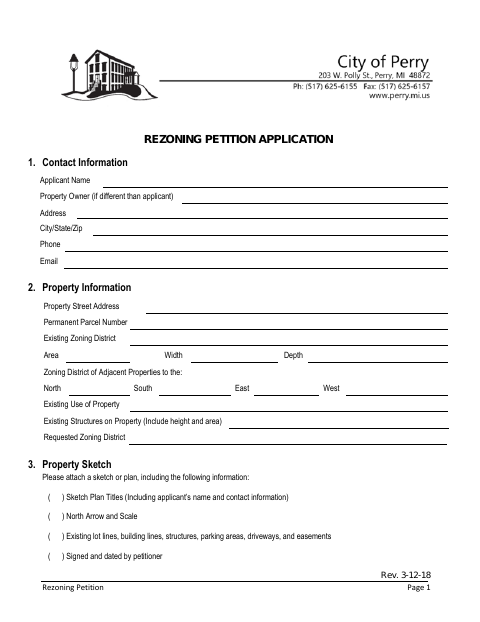 First page of the Rezoning Petition Application