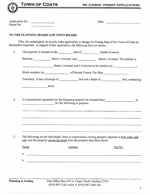 First page of the Rezoning Permit Application