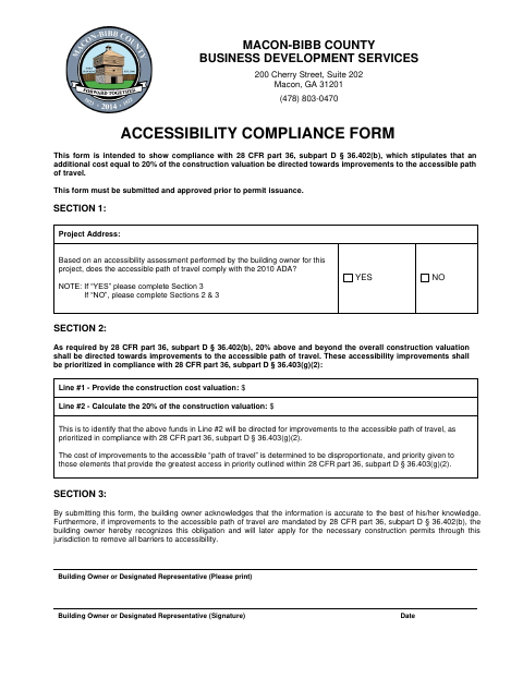 First page of the Accessibility Compliance Form