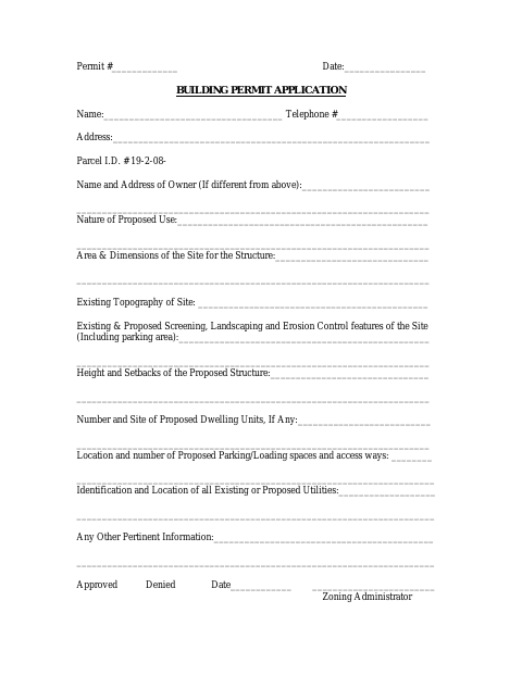 First page of the Building Permit Application