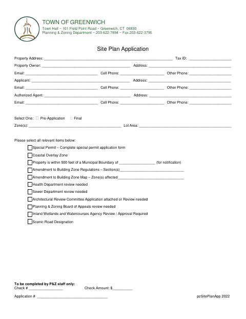 First page of the Planning And Zoning Pre-Application Form