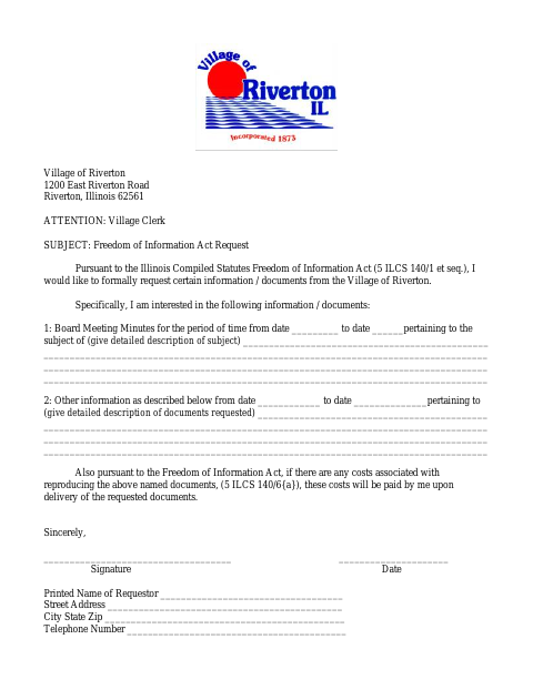 First page of the Freedom of Information Act Request