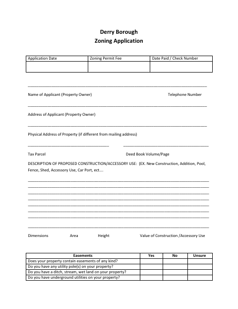 First page of the Zoning Application