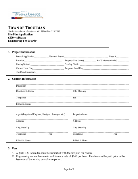 First page of the Site Plan Application